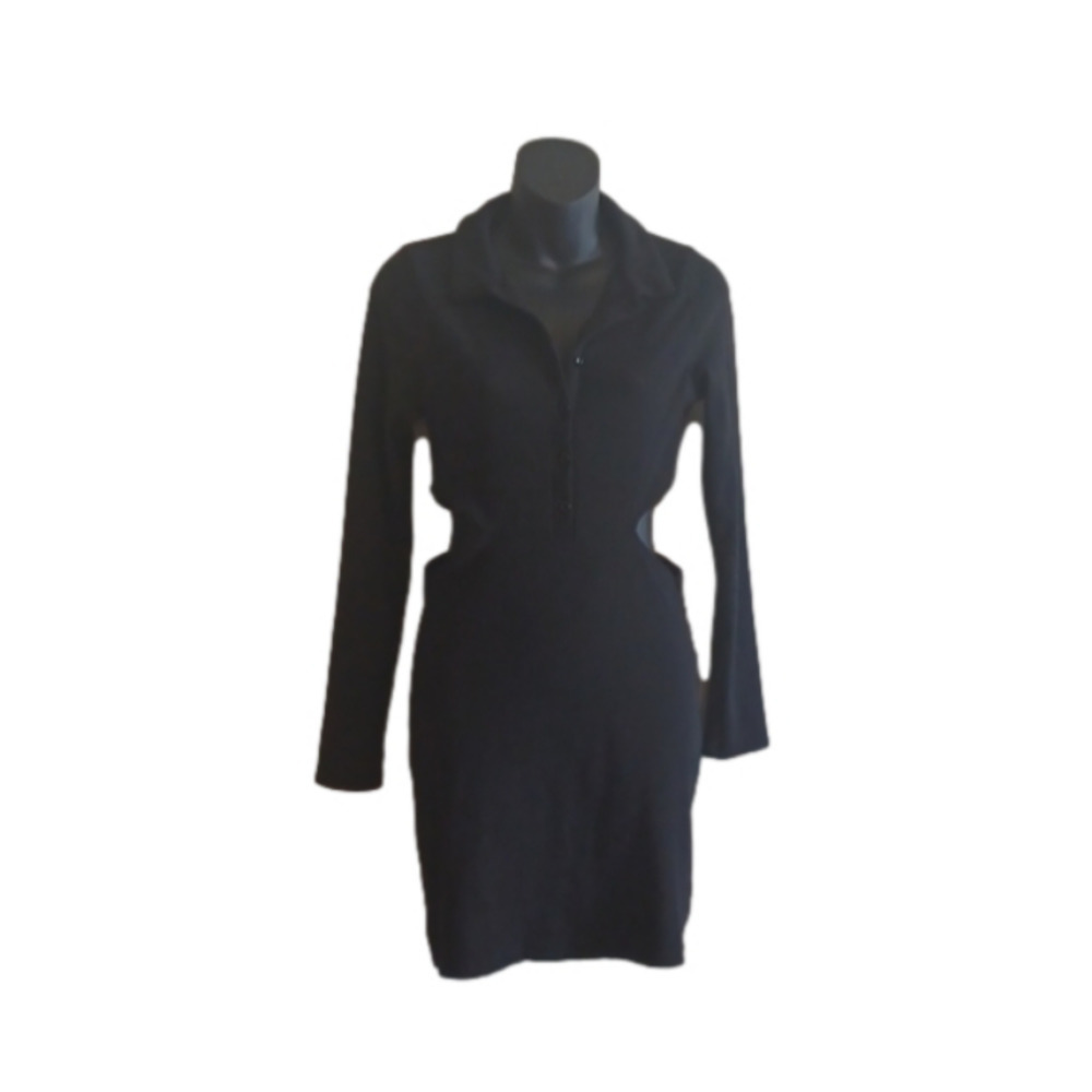 URBAN Outfitters Black Ribbed Cut Out Button Down Dress. Size Medium.Events!!